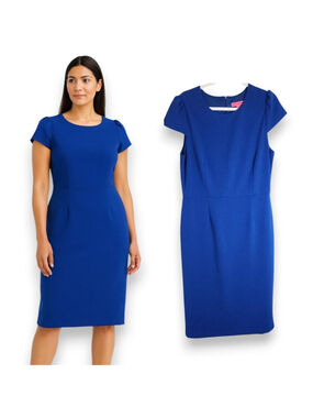 Betsey Johnson Royal Blue Sheath Midi Dress Cap Sleeves Size 14